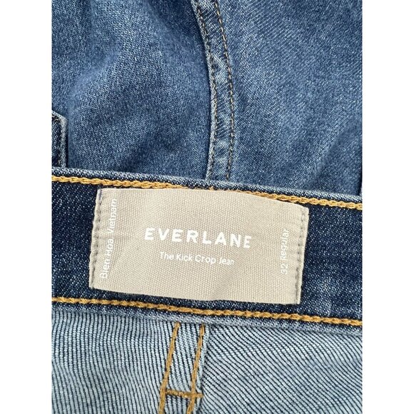 Everlane 32 The Kick Crop Jean Organic Blend Denim High Rise Kick Flare Stretch - Picture 3 of 11